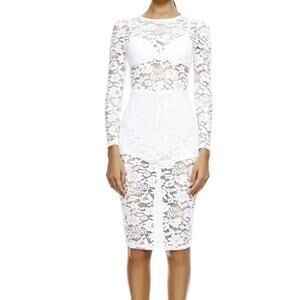 Misha Collection Camilla White Lace Romper Dress Size S